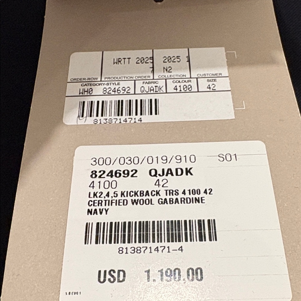 NWT [Alexander McQueen] Kickback Wool Straight Trousers Navy Women’s EU 42/US 28 - Picture 15 of 16